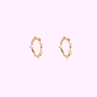 Beaded Glam Hoops - Creme