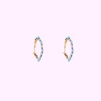 Beaded Glam Hoops - Blue