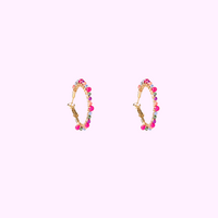 Beaded Glam Hoops - Multicolor