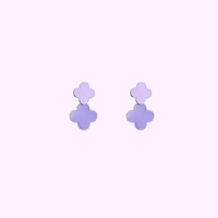 Double Clover Earring - Silver and Purple