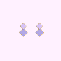 Double Clover Earring - Gold and Purple