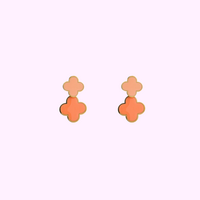 Double Clover Earring - Gold and Orange