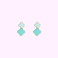 Double Clover Earring - Gold and Blue