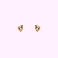 Puffy Heart Studs &ndash; Gold