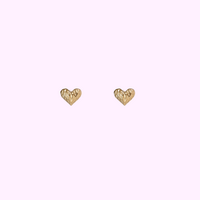 Textured Heart Studs &ndash; Gold