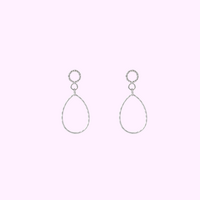 Textured Drop Hoops &ndash; Silver