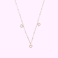 Open Heart Charm Necklace - Gold
