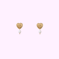 Woven Heart Stud - Gold