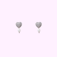 Woven Heart Stud - Silver
