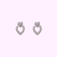 Falling Heart Earring - Silver