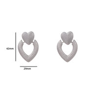 Falling Heart Earring - Silver