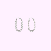 Oval Swirl Hoops - Silver