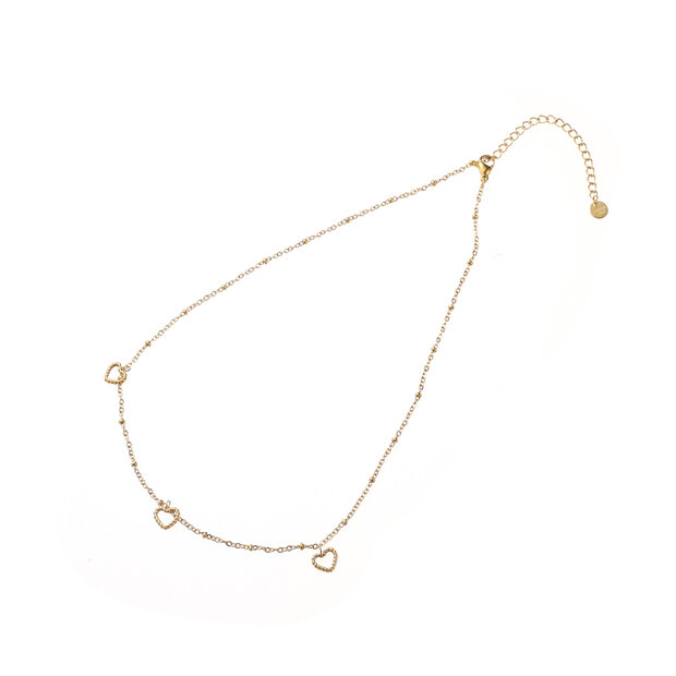 Open Heart Charm Necklace - Gold