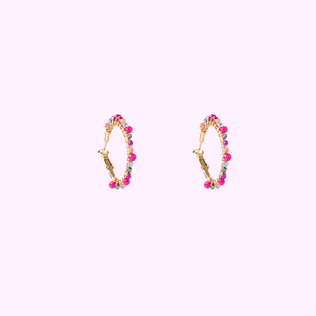 Beaded Glam Hoops - Multicolor
