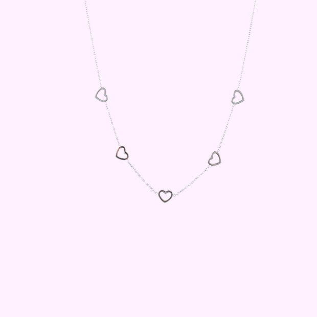 Heart Drop Necklace - Silver