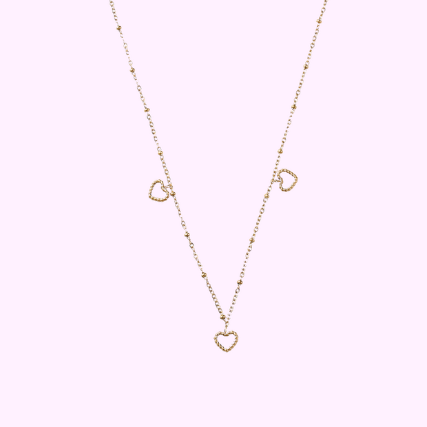 Open Heart Charm Necklace - Gold