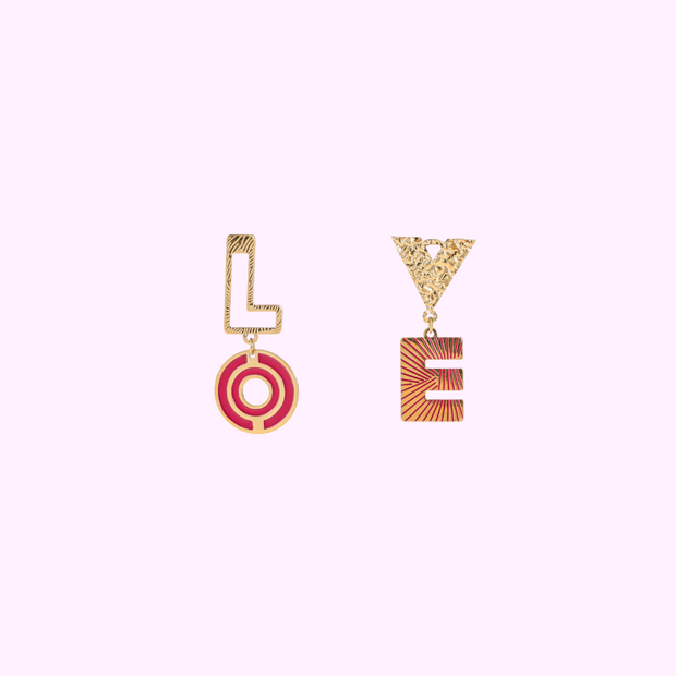 Blooming Love Earring - Gold and Red