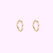 Beaded Glam Hoops - Creme