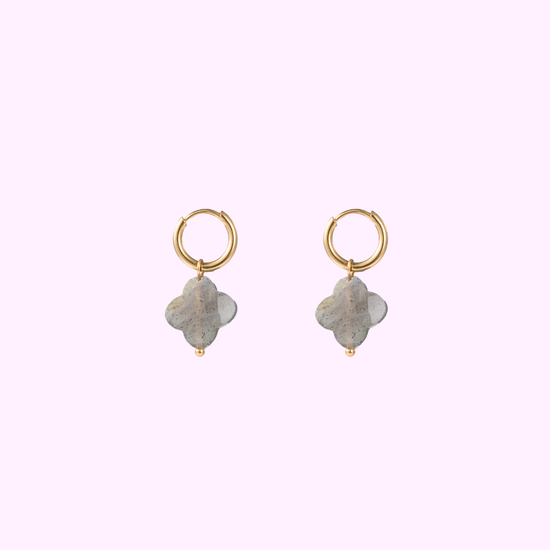 Stone Clover Hoop - Gold and Black