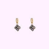 Stone Clover Hoop - Gold and Multicolor