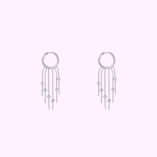 Hoop + 5 ball chains - Silver