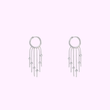 Hoop + 5 ball chains - Silver
