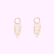 Hoop + 5 ball chains - Gold