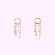 Hoop + 5 oval chains - Gold