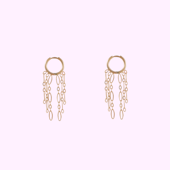 Hoop + 5 oval chains - Gold