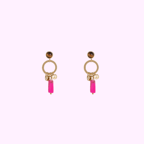 Oval Drop Earring - Gold and Purple