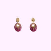 Oval Drop Earring - Gold and Purple