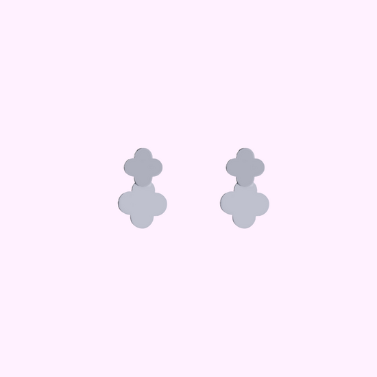 Double Clover Earring - Silver