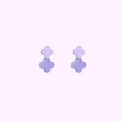 Double Clover Earring - Silver and Purple