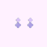 Double Clover Earring - Silver and Purple