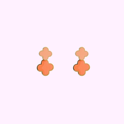Double Clover Earring - Gold and Orange