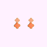 Double Clover Earring - Gold and Orange