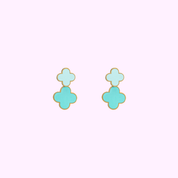 Double Clover Earring - Gold and Green