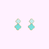 Double Clover Earring - Gold and Green