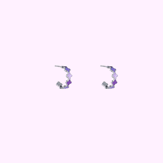 Clover Earring - Silver and Purple