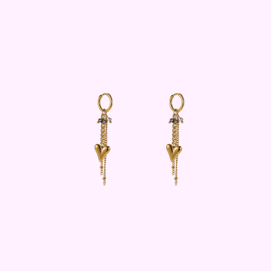 Heart Drop Hoops – Black