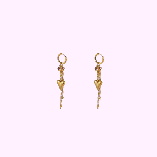 Heart Drop Hoops – Taupe