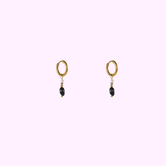 Gem Drop Hoops – Black