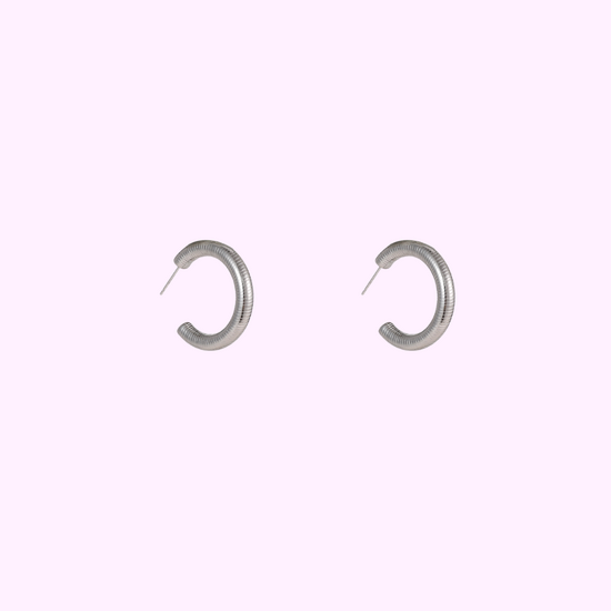 Chunky Snake Hoops – Silver