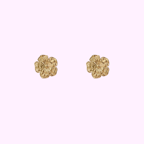 Bold Bloom Floral Studs – Gold
