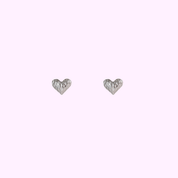 Textured Heart Studs – Silver