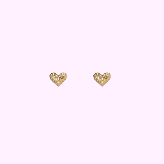 Textured Heart Studs – Gold