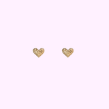 Textured Heart Studs – Gold