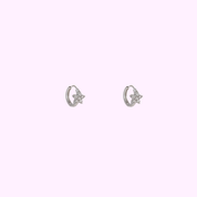 Flower Sparkle Hoops – Silver