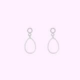 Textured Drop Hoops – Silver