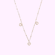Open Heart Charm Necklace - Gold